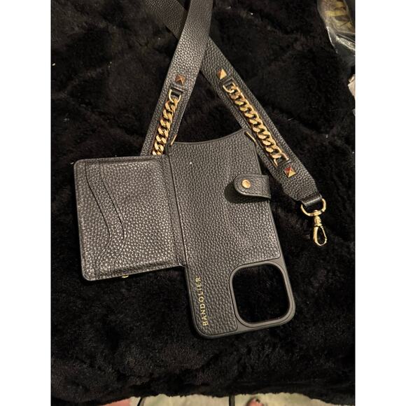 Bandolier studded MagSafe 15 pro max case &
Thick black & gold curb chain strap - Picture 3 of 8